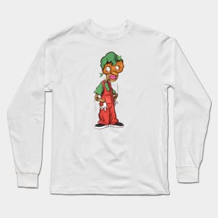 Dope Slluks character blockhead joker man posing illustration Long Sleeve T-Shirt